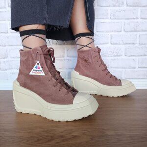 ⭐Converse Chuck 70 Wedge Square Platform Hi Leather 9 Womens Shoes Brown A08247C